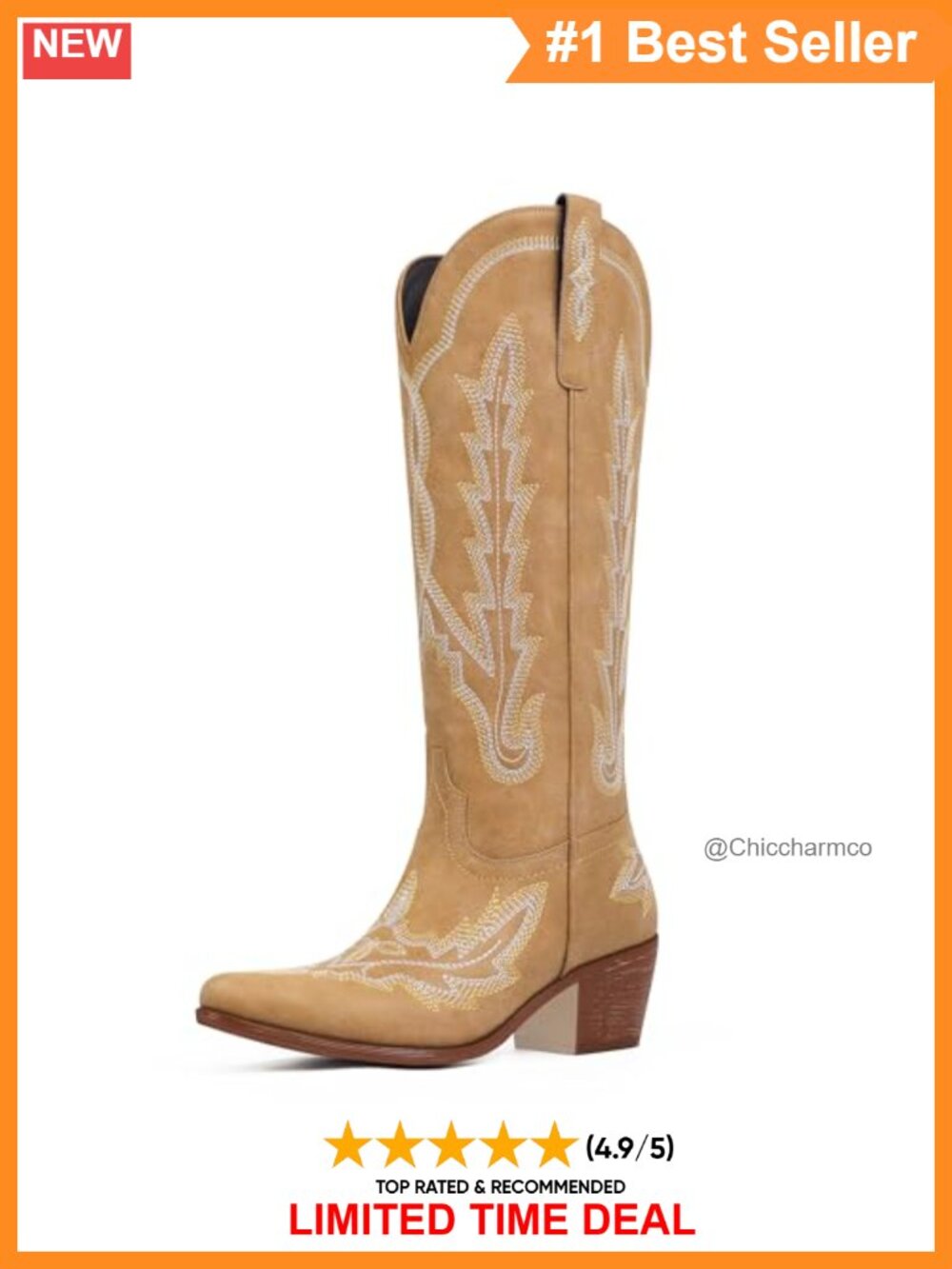 Women's Knee-High Cowboy Boots Embroidered Western Boots